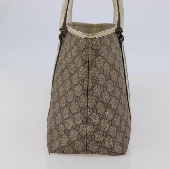 GUCCI GG Supreme Tote Bag PVC Beige Silver 114595 Auth 142526 - Picture 6 of 15